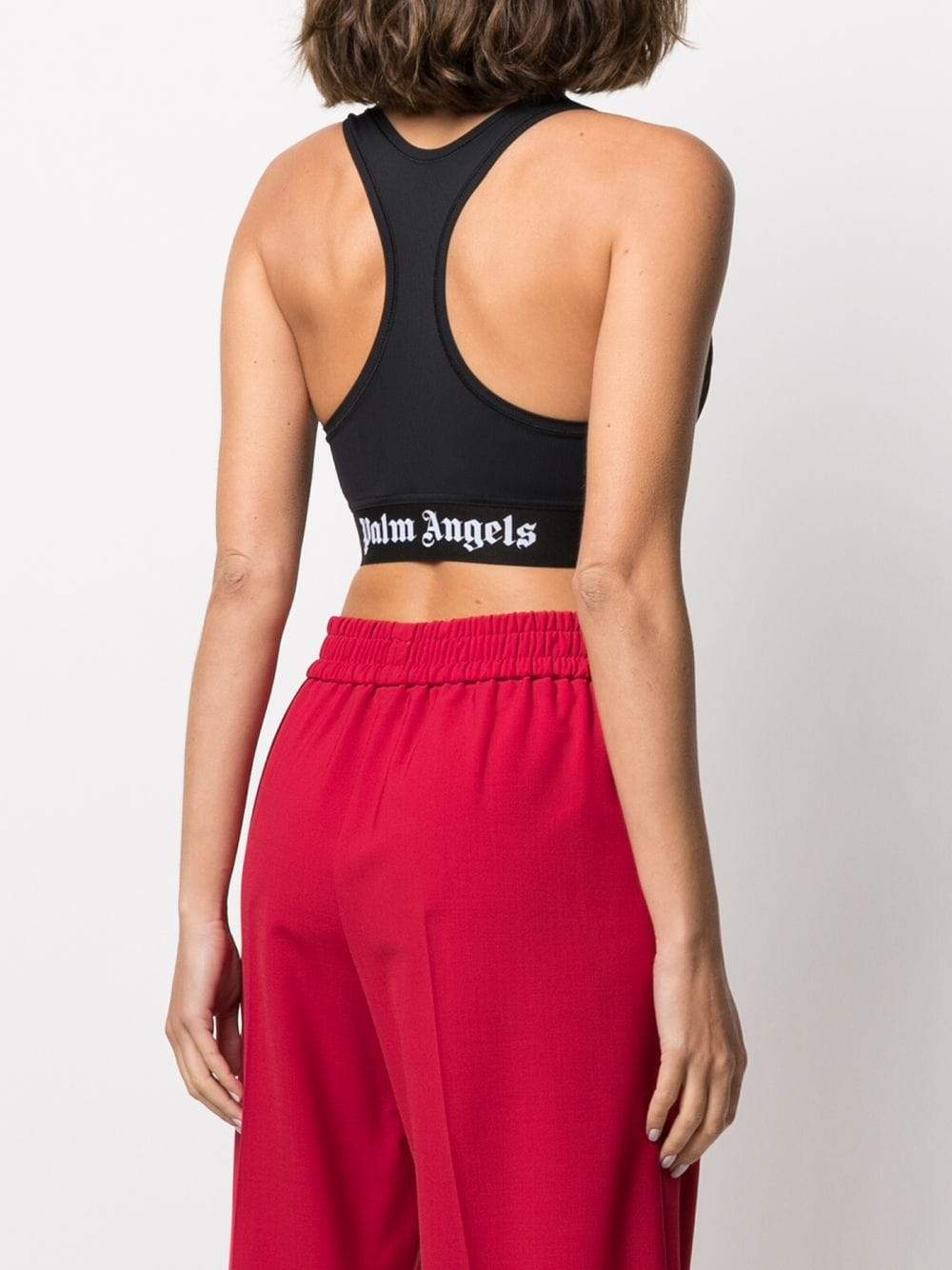 PALM ANGELS WOMEN Logo Sports Bra Black - MAISONDEFASHION.COM