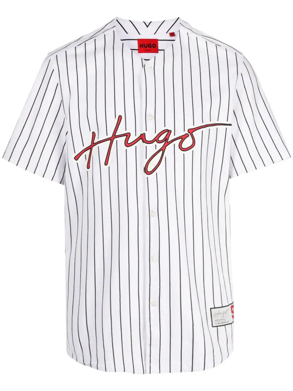 HUGO Striped Baseball T-Shirt Open White - MAISONDEFASHION.COM