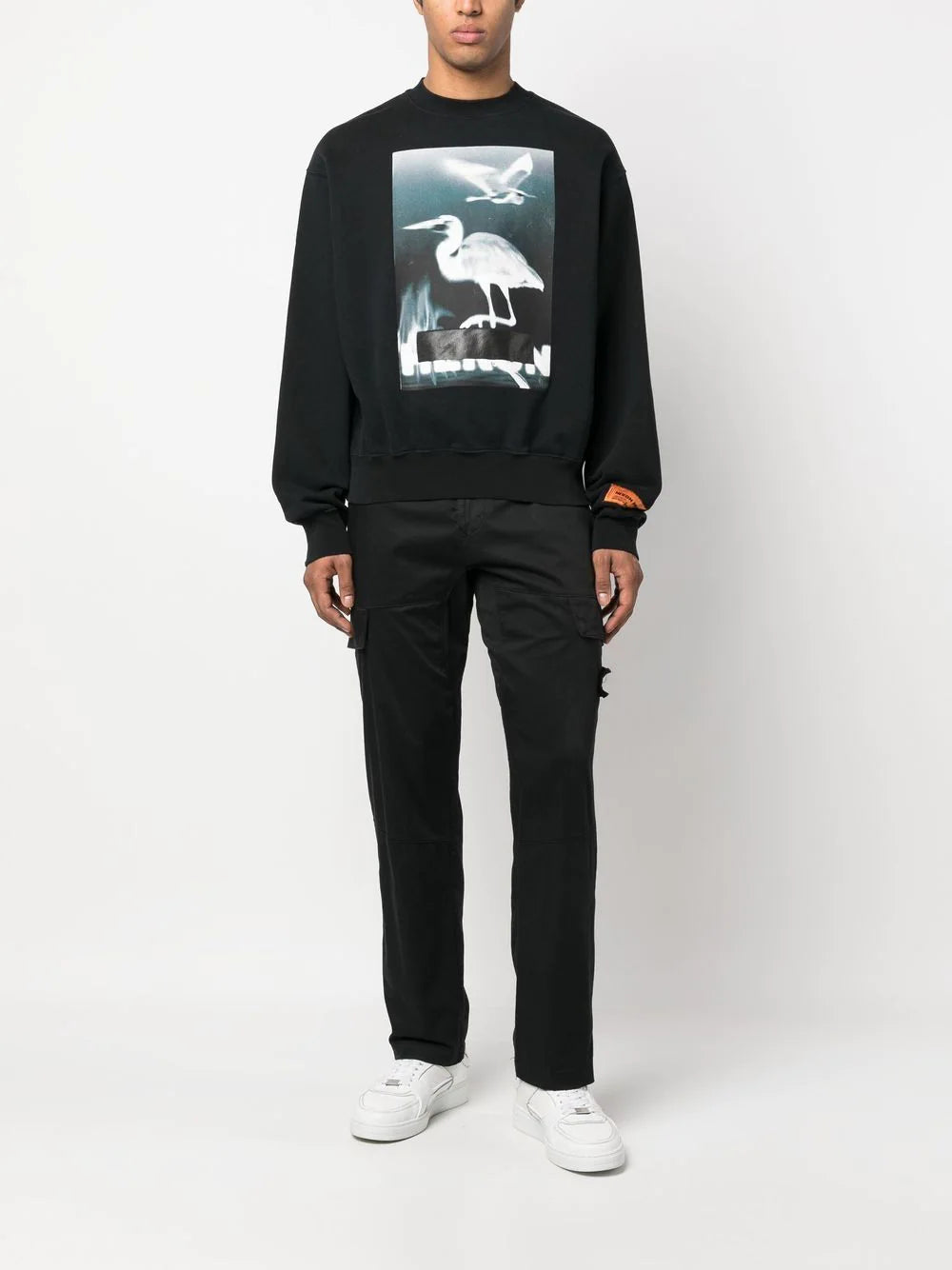 HERON PRESTON Censored Heron Crewneck Sweatshirt Black 