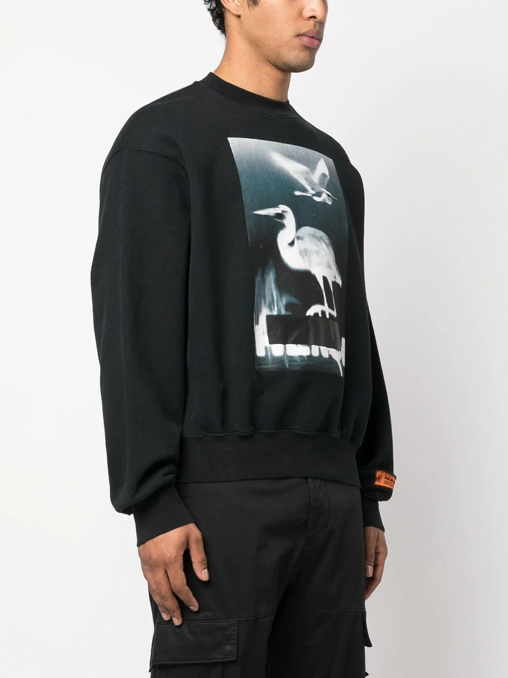 HERON PRESTON Censored Heron Crewneck Sweatshirt Black 