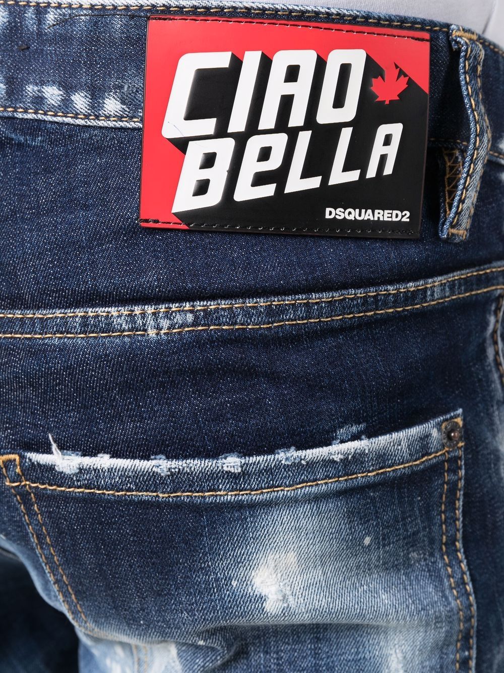 DSQUARED2 Ciao Bella Patch Distressed Jeans Blue - MAISONDEFASHION.COM