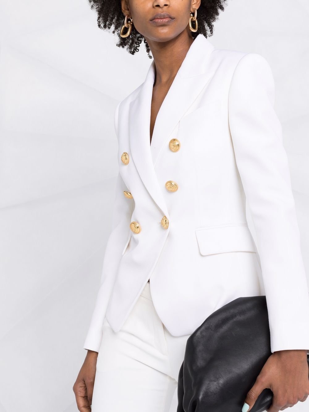 BALMAIN WOMEN Double-breasted blazer White - MAISONDEFASHION.COM