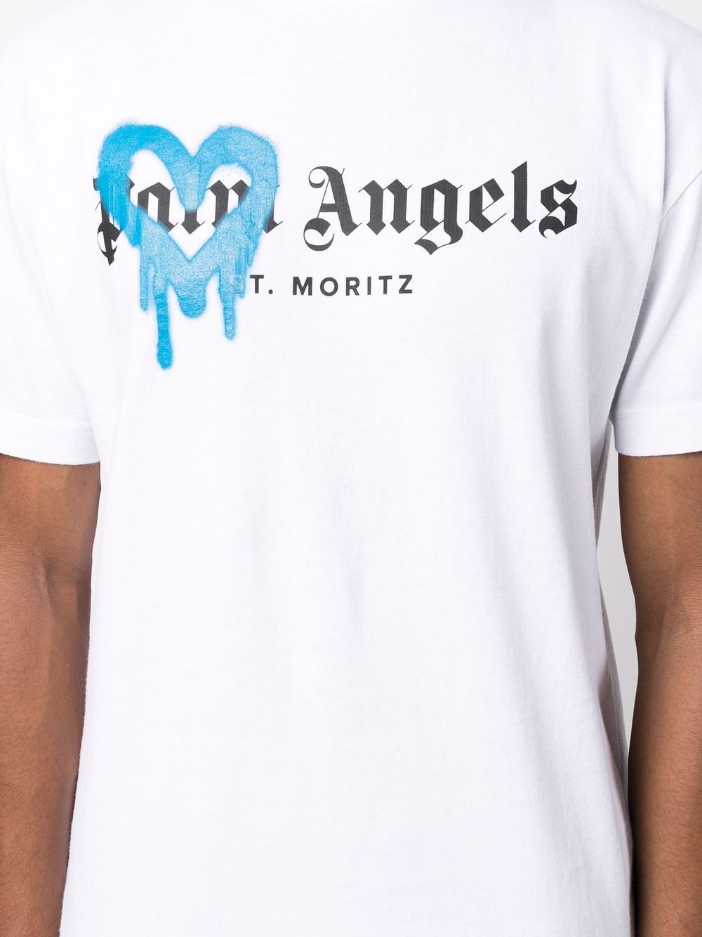 PALM ANGELS St Moritz Heart Sprayed T-Shirt White - MAISONDEFASHION.COM