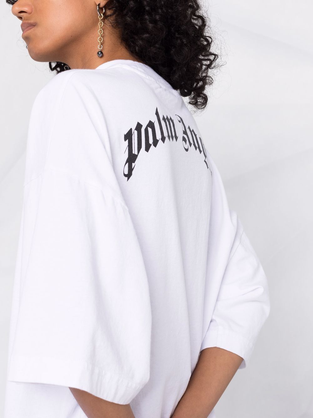 PALM ANGELS WOMEN Logo-print short-sleeve T-shirt White - MAISONDEFASHION.COM