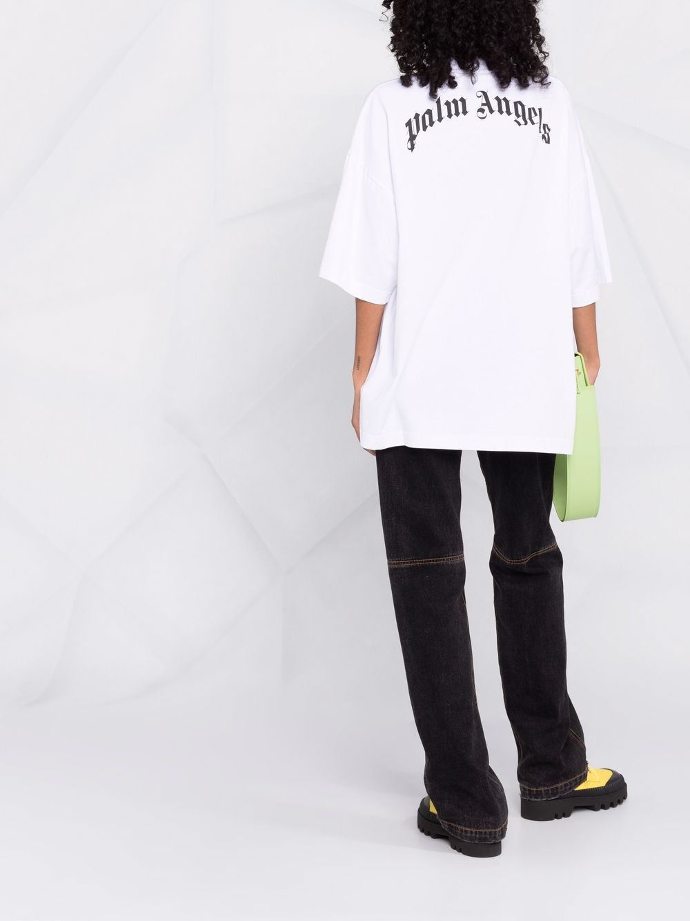 PALM ANGELS WOMEN Logo-print short-sleeve T-shirt White - MAISONDEFASHION.COM