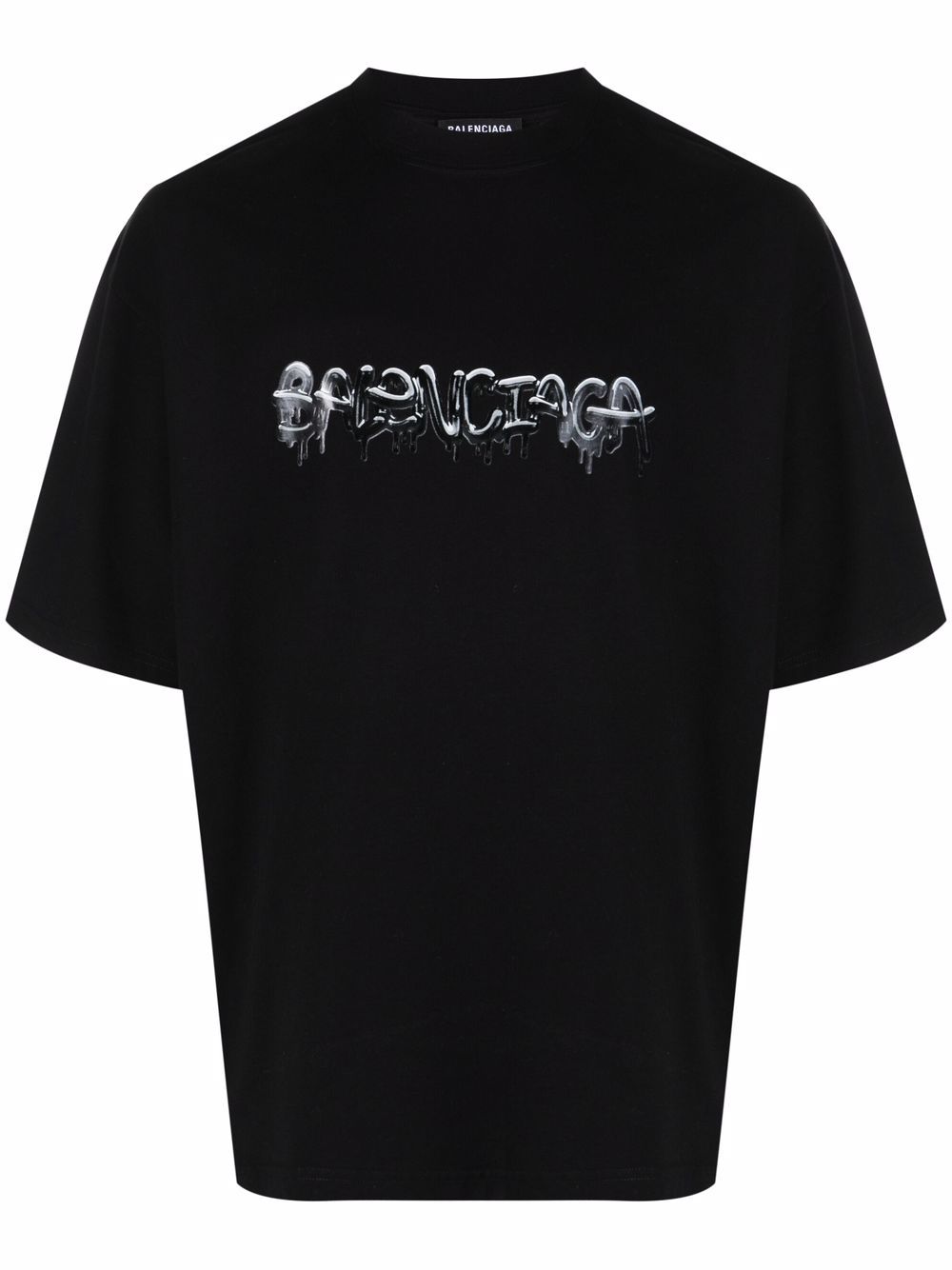 BALENCIAGA Slime Logo Printed Crew Neck T-shirt Black