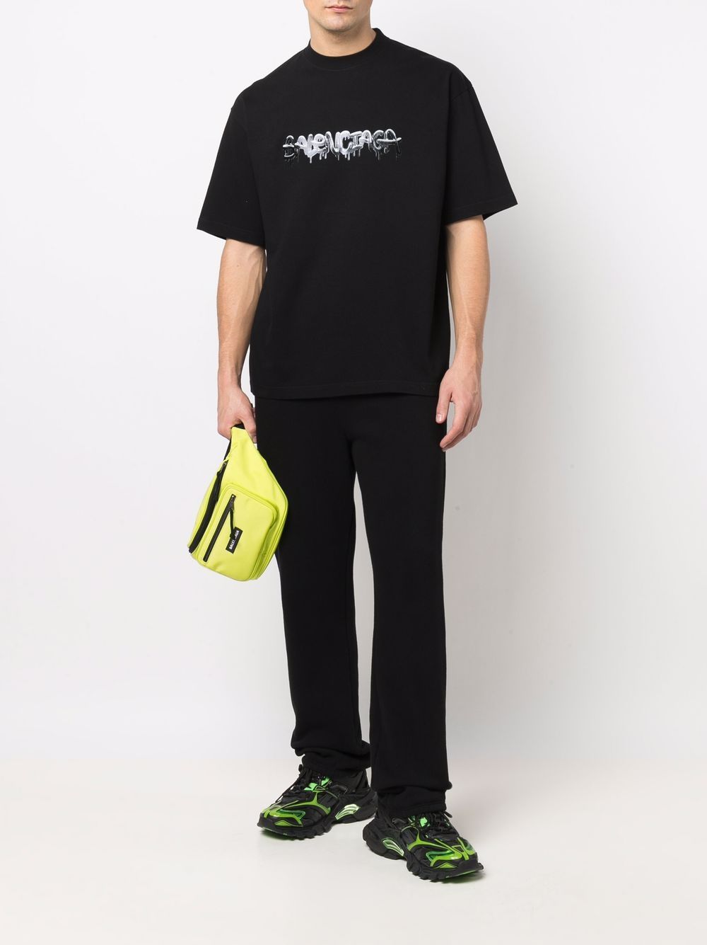 BALENCIAGA Slime Logo Printed Crew Neck T-shirt Black