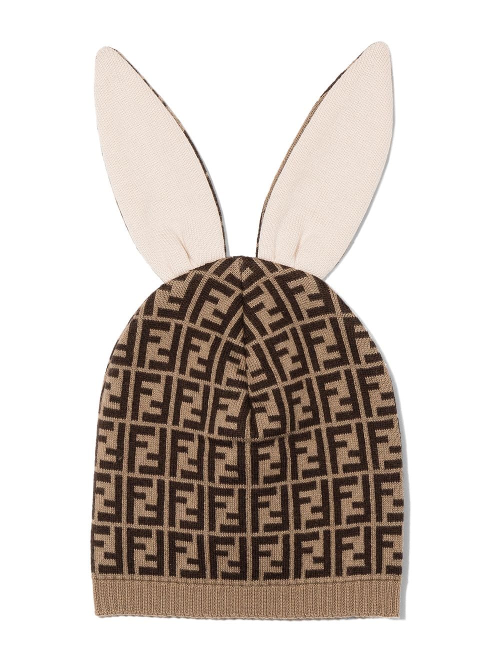 FENDI KIDS Jacquard FF-motif Bunny Beanie Brown – MAISONDEFASHION.COM