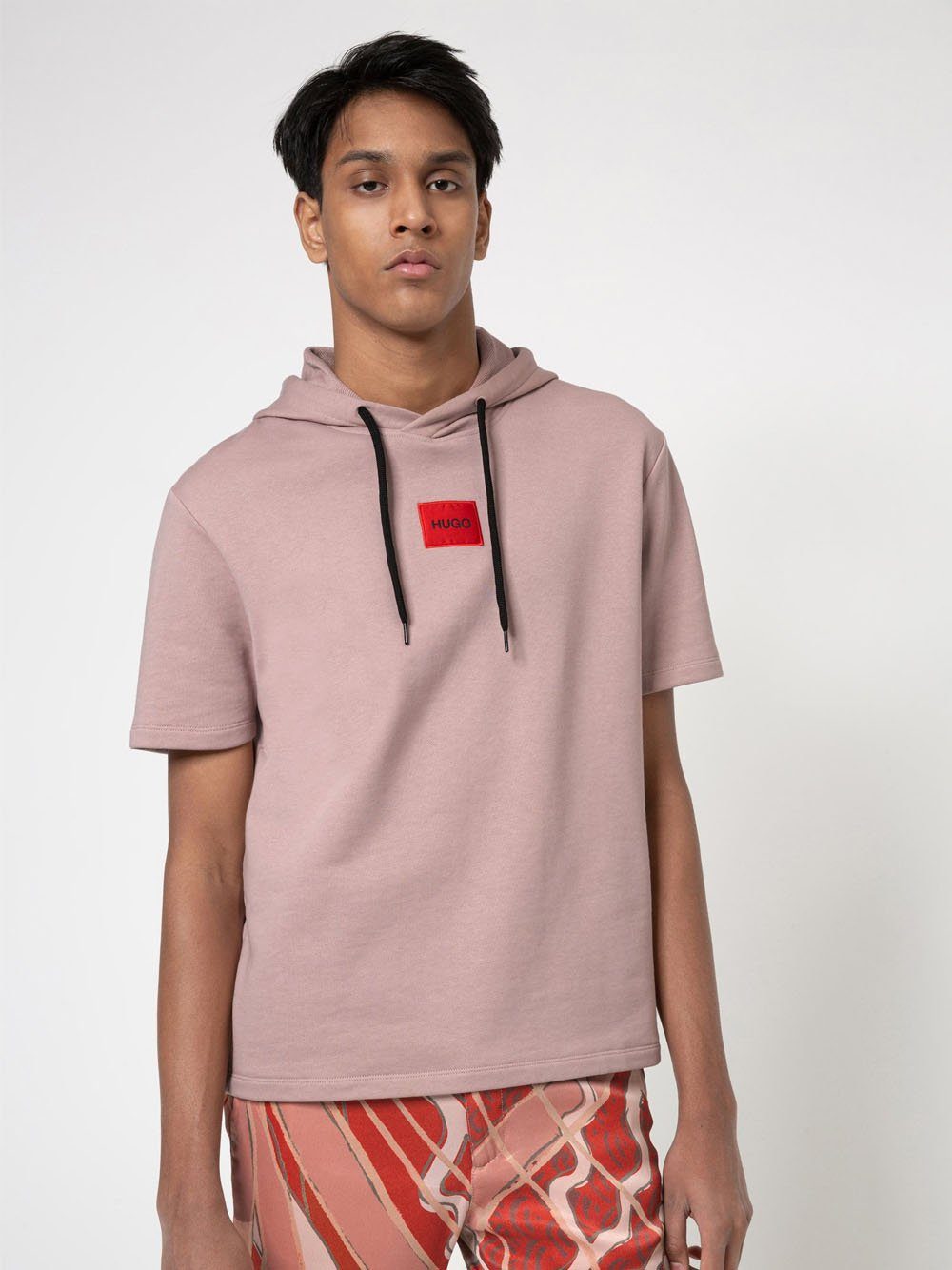 HUGO Short sleeve hoodie Brown - MAISONDEFASHION.COM
