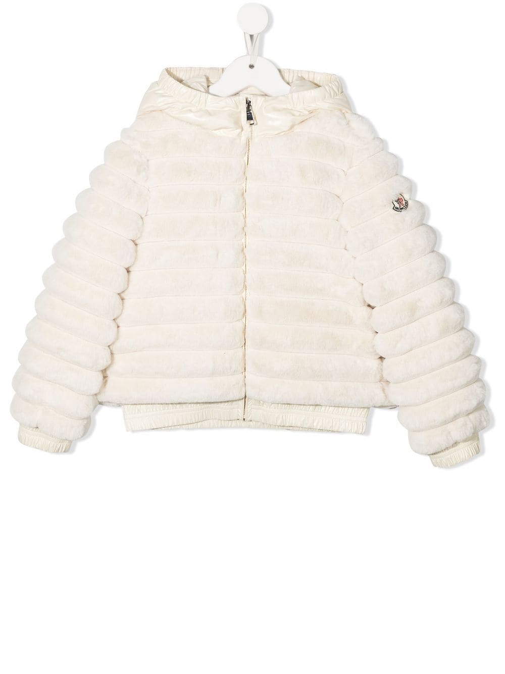 MONCLER KIDS Feather-down Faux-fur Coat White – - Main Image