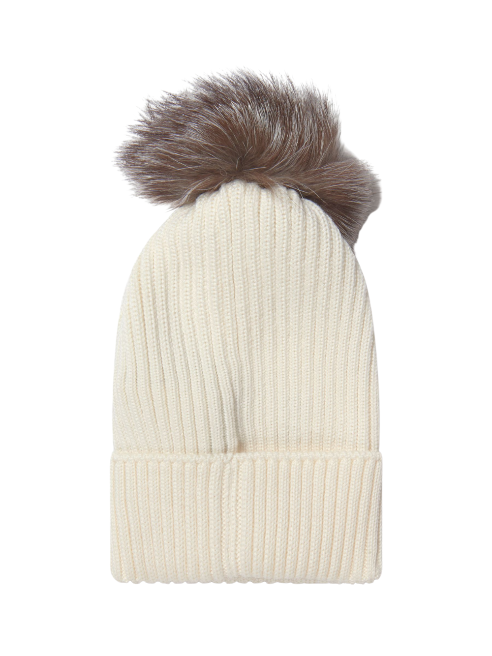 Moncler Cream Ribbed Knit Beanie with Pom White Wool Beanie with Pom Pom - Hats & Beanies for Women  main image 3