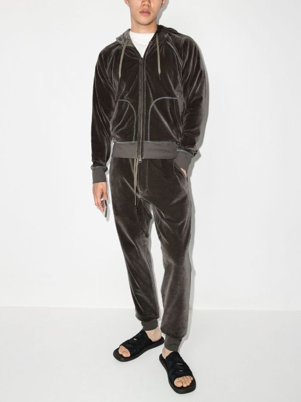 TOM FORD Drawstring-waistband Velour Track Pants Grey - MAISONDEFASHION.COM