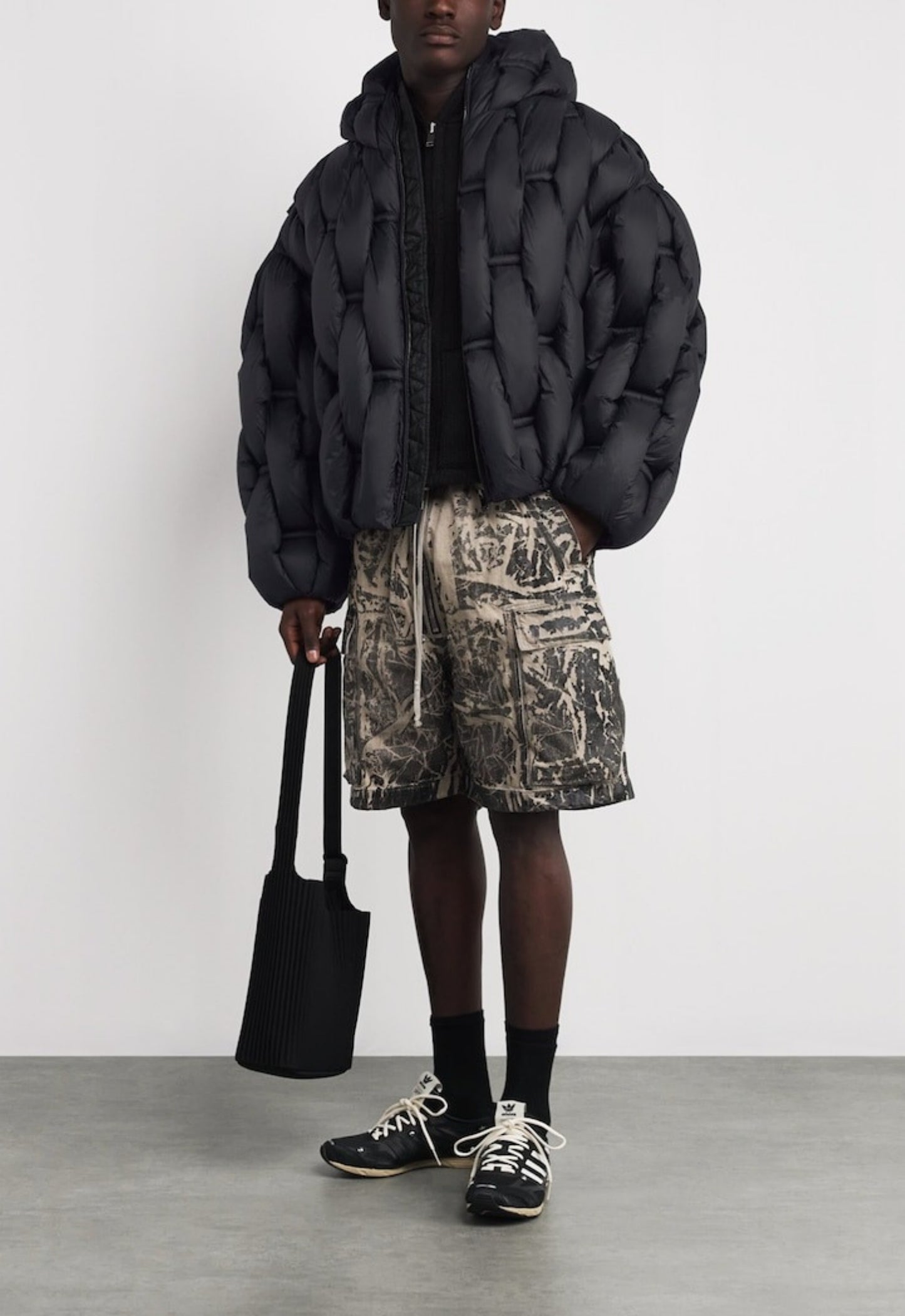 RAXXY 3D Down-Filled Woven Puffer Hooded Quilted Jacket Black - MAISONDEFASHION.COM