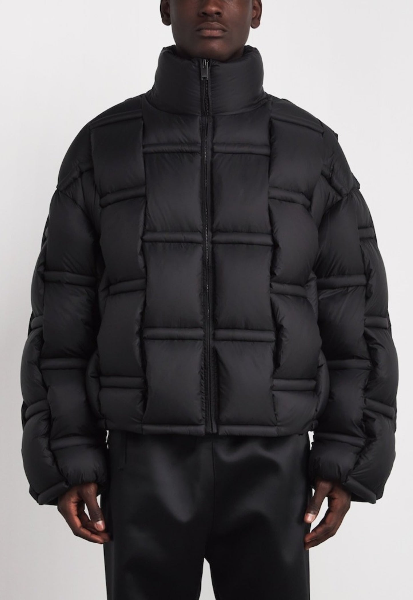 RAXXY 3D Down-Filled Angular Puffer Geometric Padded Jacket Black ...