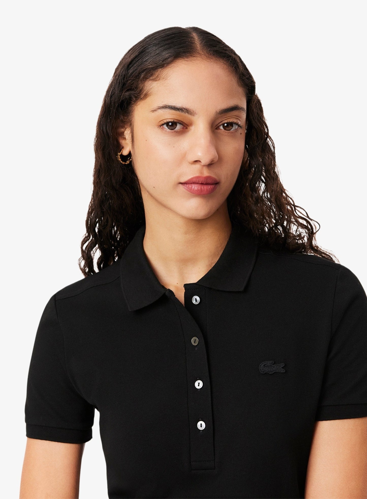 LACOSTE WOMEN Slim Fit Stretch Piqu Polo Dress Black MAISONDEFASHION.COM LACOSTE WOMEN Slim Fit Stretch Piqu Polo Dress Black MAISONDEFASHION.COM