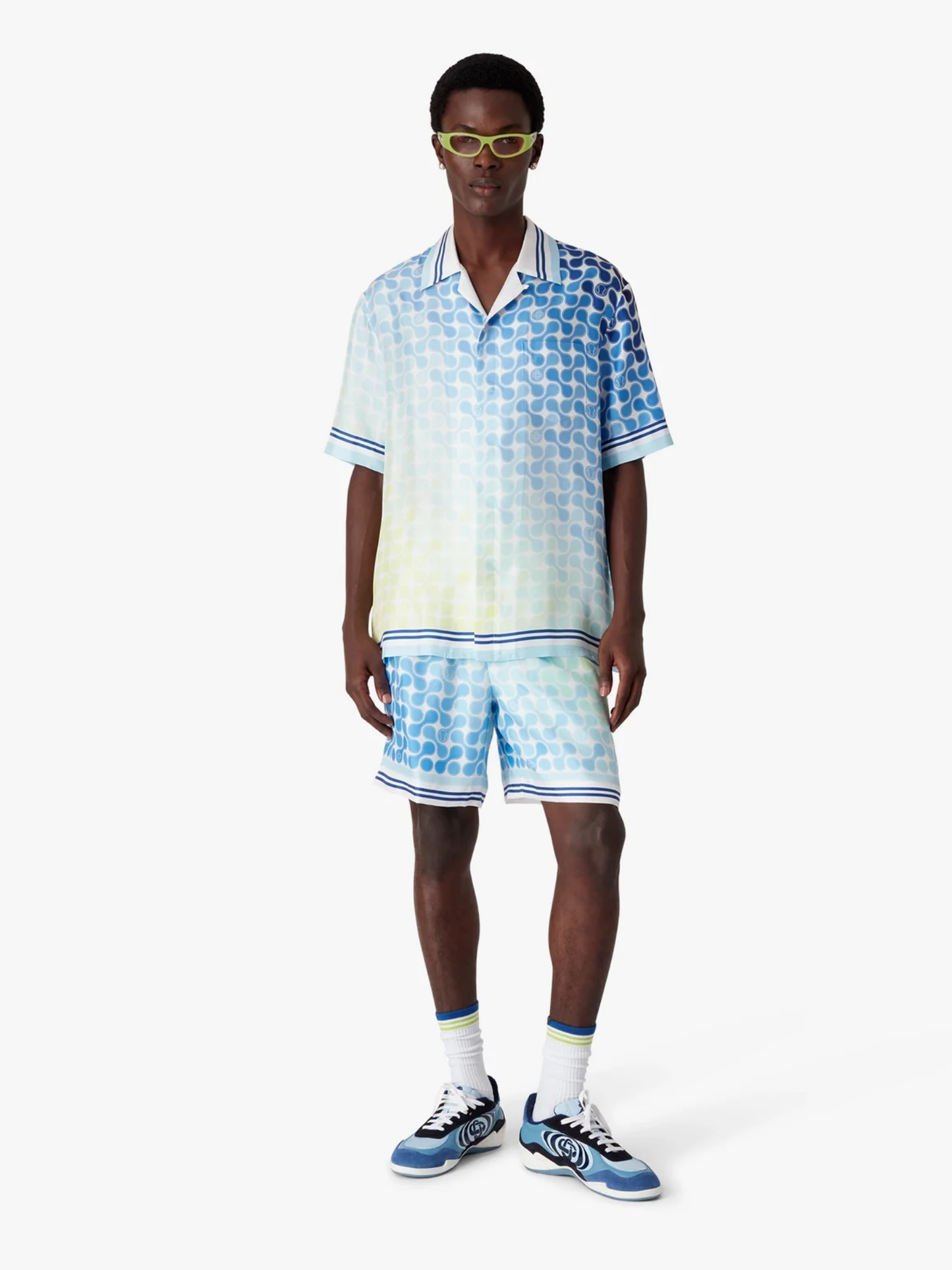 CASABLANCA Gradient Tennis Tile Silk Shorts Multicolour - MAISONDEFASHION.COM