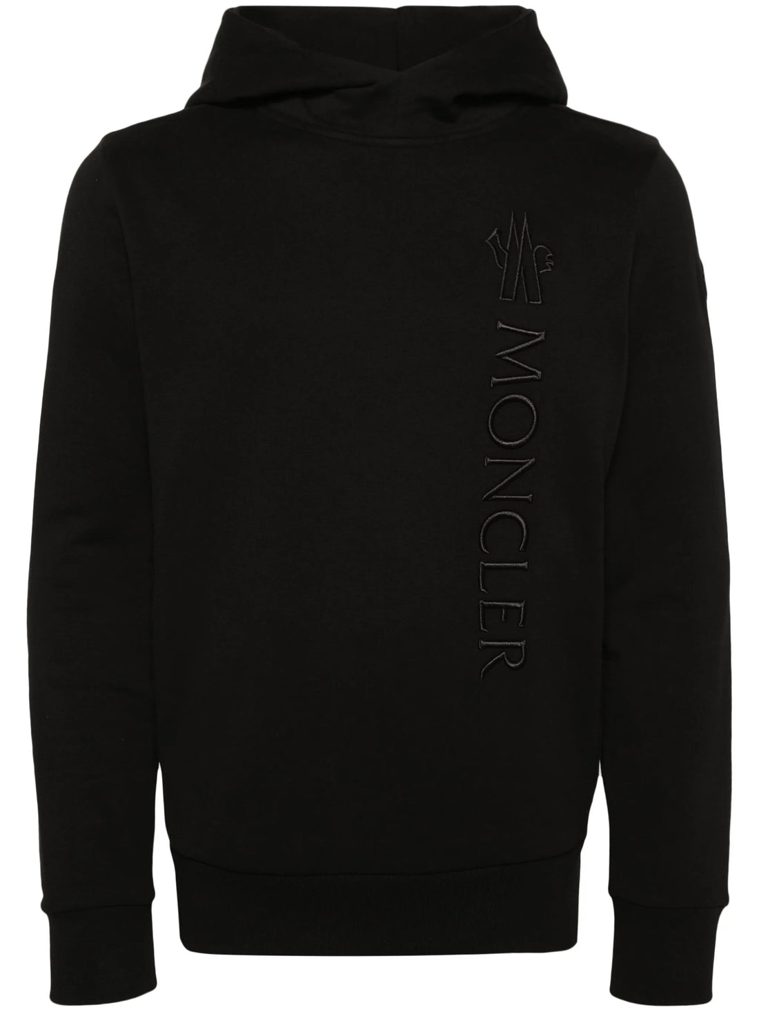 MONCLER Embroidered Logo Hoodie Black - MAISONDEFASHION.COM
