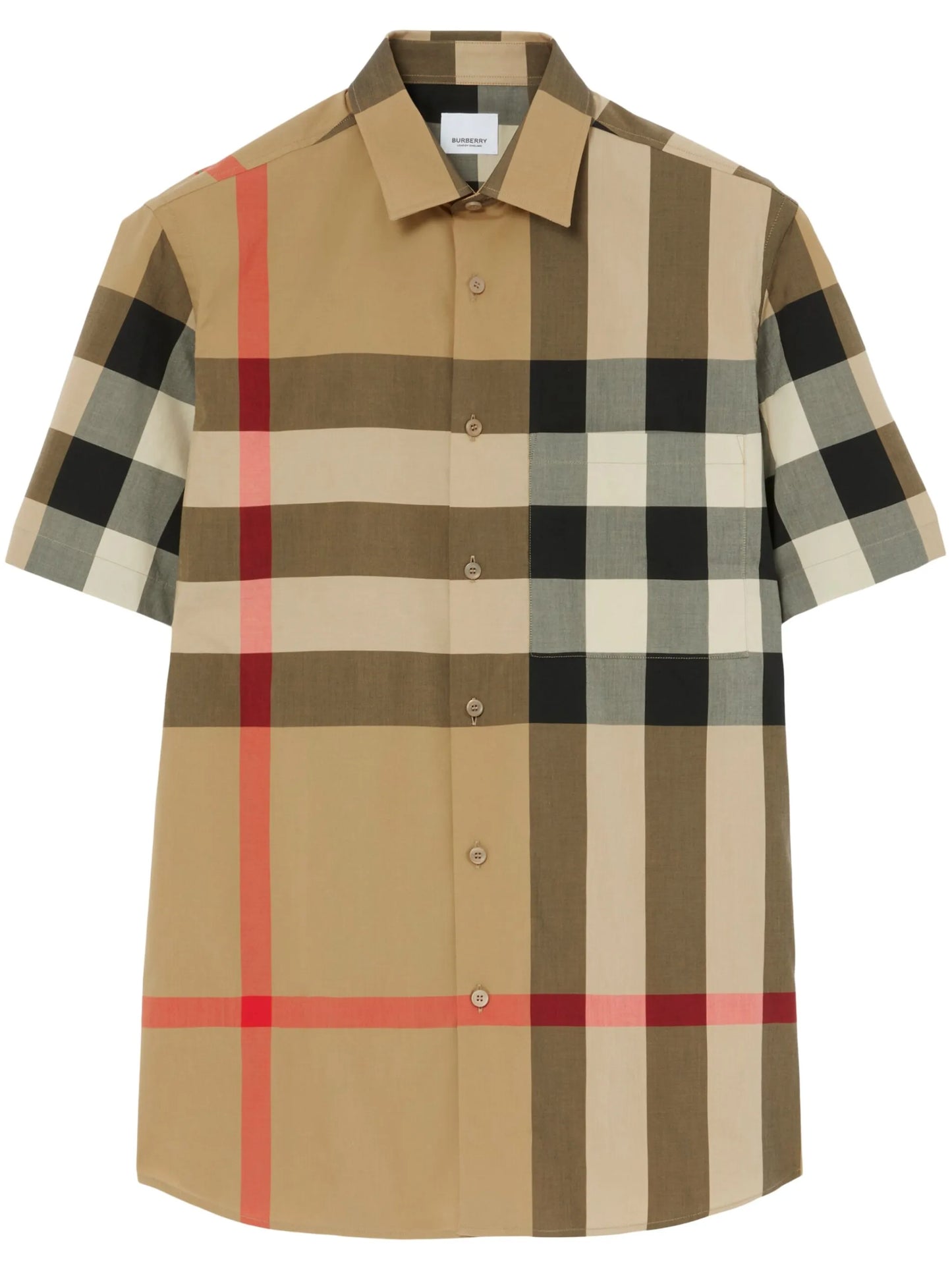 BURBERRY Checkered Short-sleeved Shirt Archive Beige - MAISONDEFASHION.COM