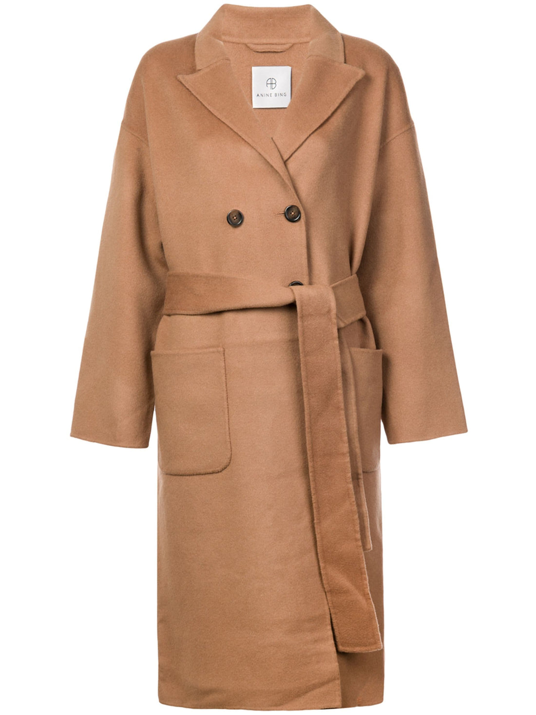 ANINE BING WOMEN Dylan Belted Double-breasted Coat Brown - MAISONDEFASHION.COM