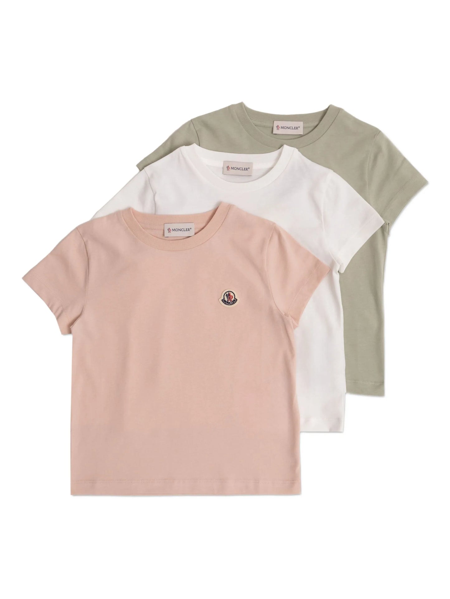 MONCLER KIDS Girls Logo Patch Three Pack Of T-Shirts Multicolour - MAISONDEFASHION.COM