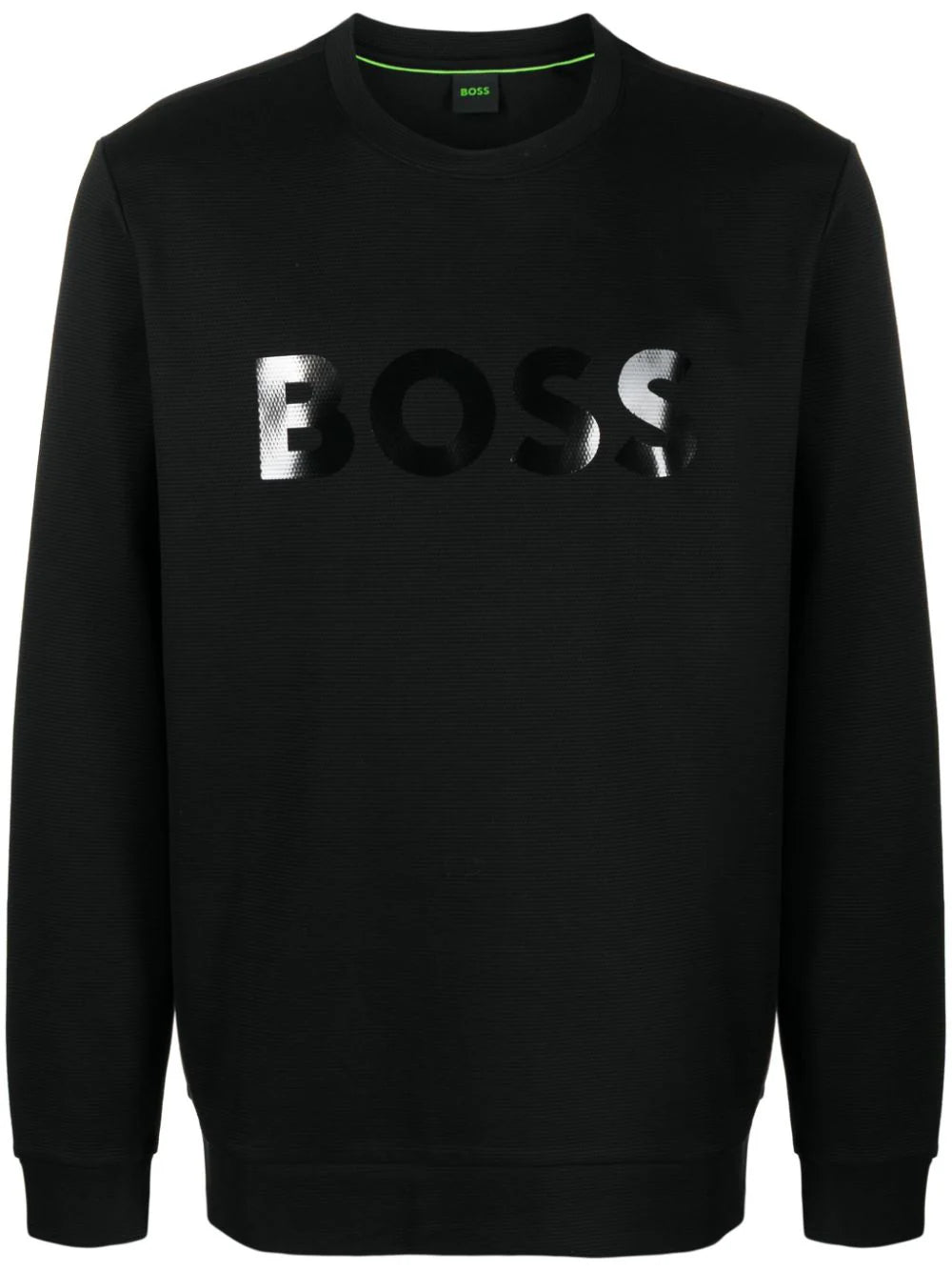 BOSS MEN Logo-print Ribbed Cotton Sweatshirt Black - MAISONDEFASHION.COM