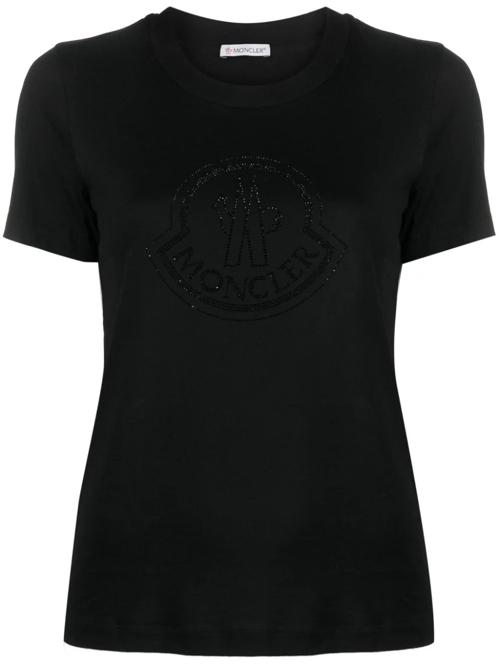 MONCLER WOMEN Logo Crystal T-Shirt Black - MAISONDEFASHION.COM