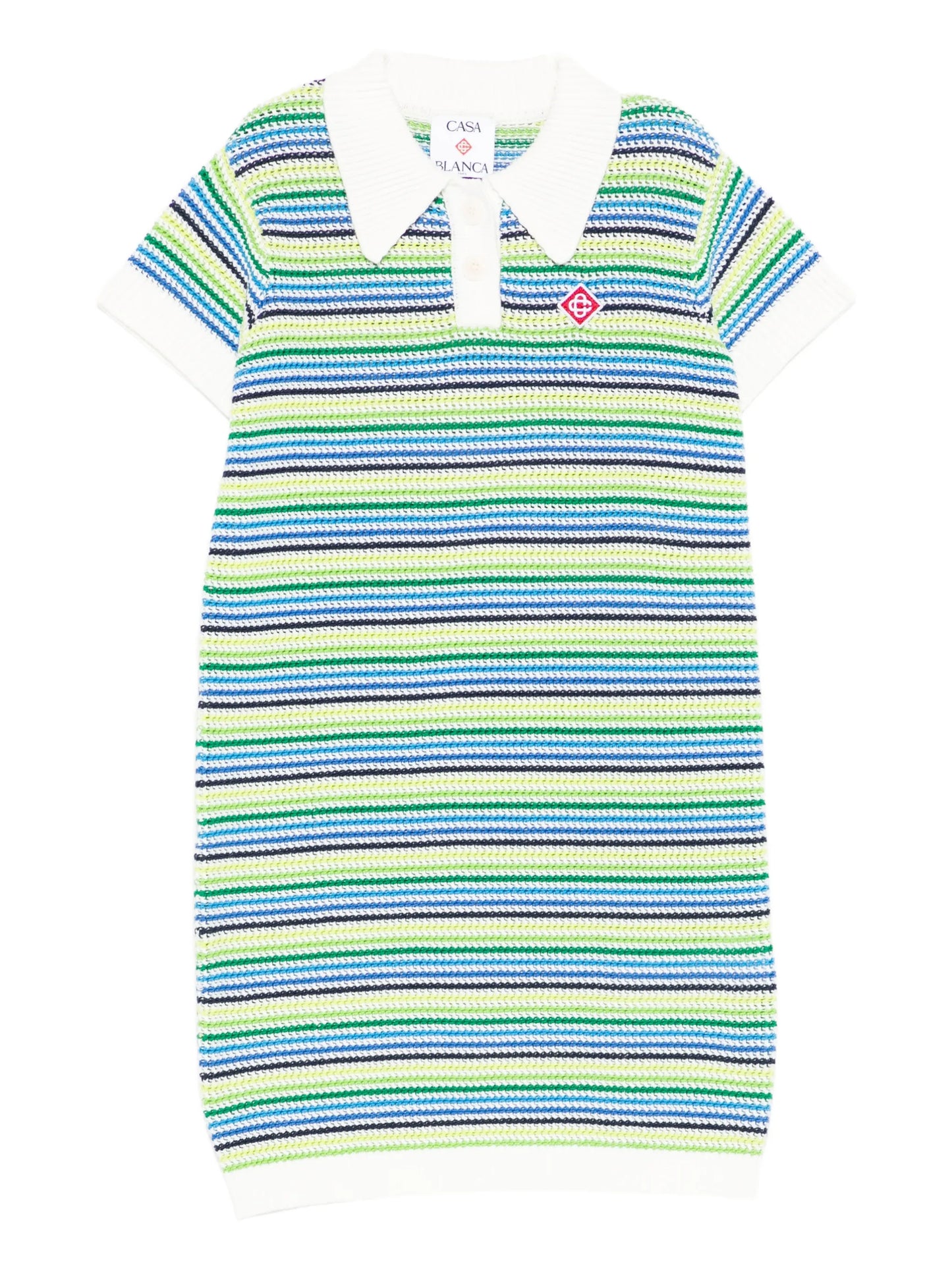 CASABLANCA KIDS Girls Striped Polo Dress White/Multicolour - MAISONDEFASHION.COM