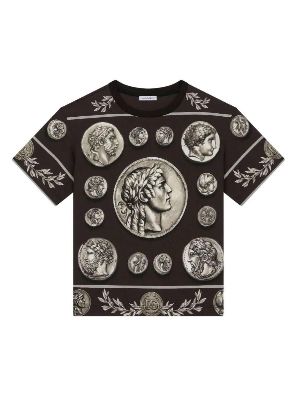 DOLCE & GABBANA KIDS Boys Coin-print Cotton T-shirt Brown/Black/Grey - MAISONDEFASHION.COM