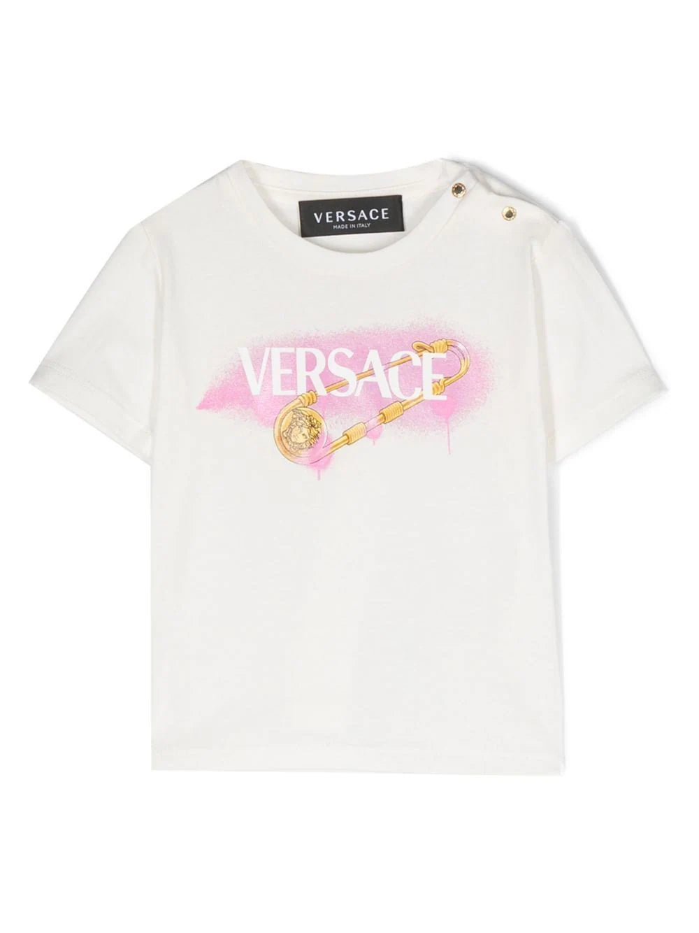 VERSACE BABY Logo-print T-shirt White/Light Pink - MAISONDEFASHION.COM