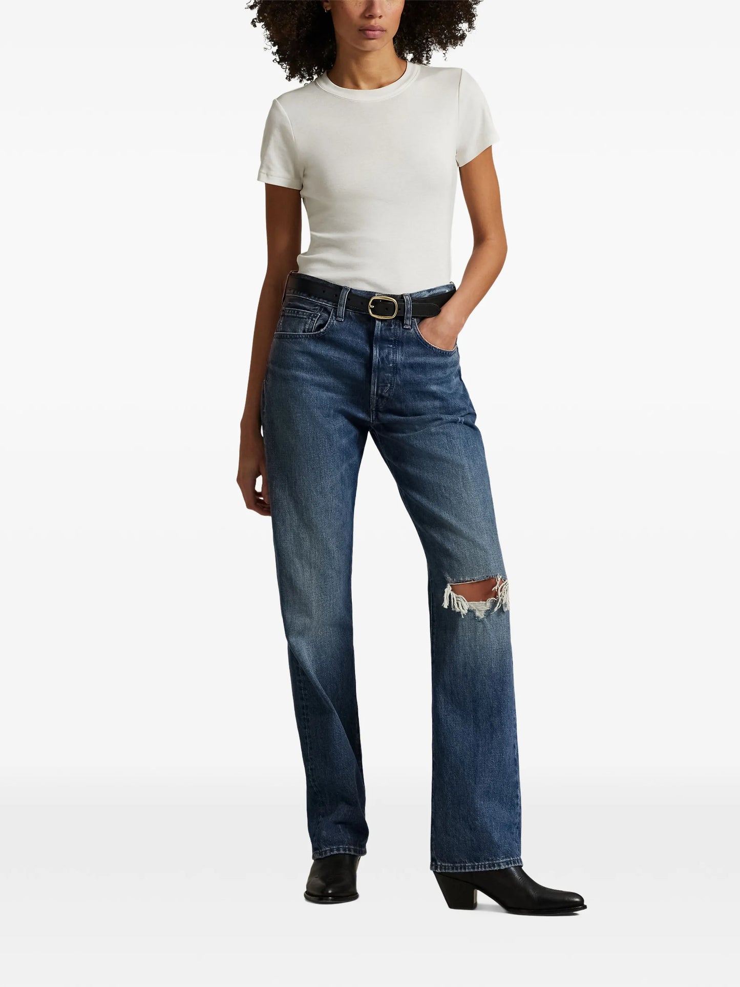 RALPH LAUREN WOMEN High-Rise Relaxed Straight Jeans Blue - MAISONDEFASHION.COM