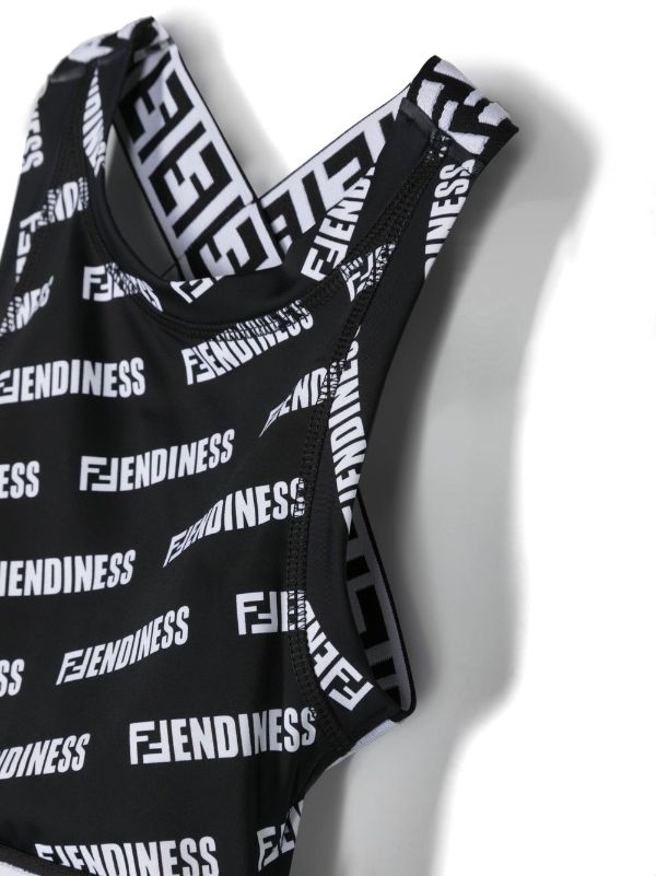 FENDI KIDS Girls Script-print Cropped Top Black/White - MAISONDEFASHION.COM
