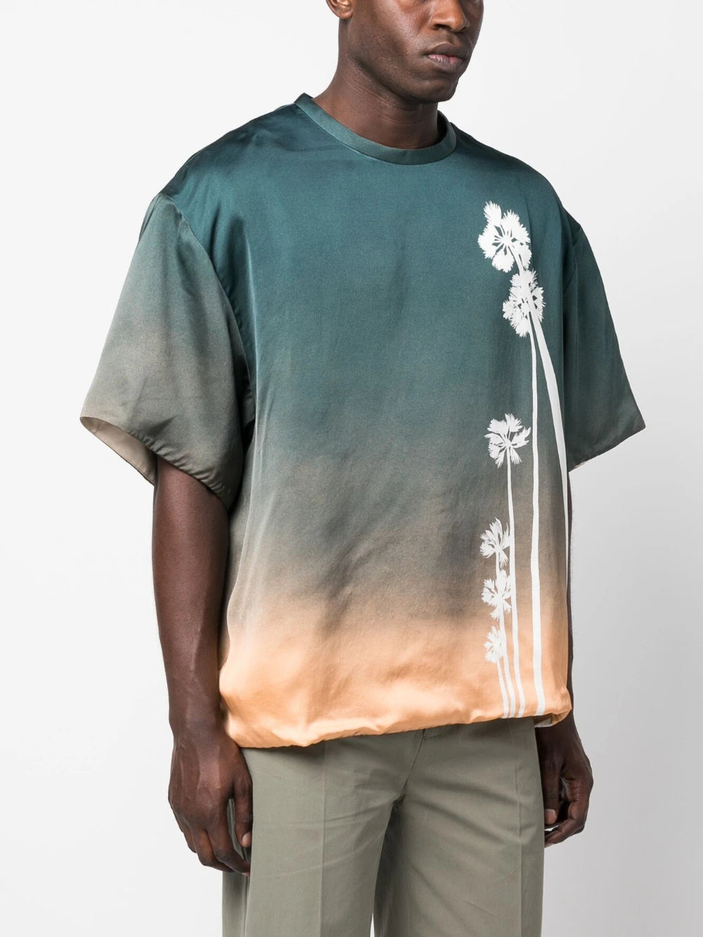 JIL SANDER Sunrise-motif T-shirt Green/Multicolour - MAISONDEFASHION.COM