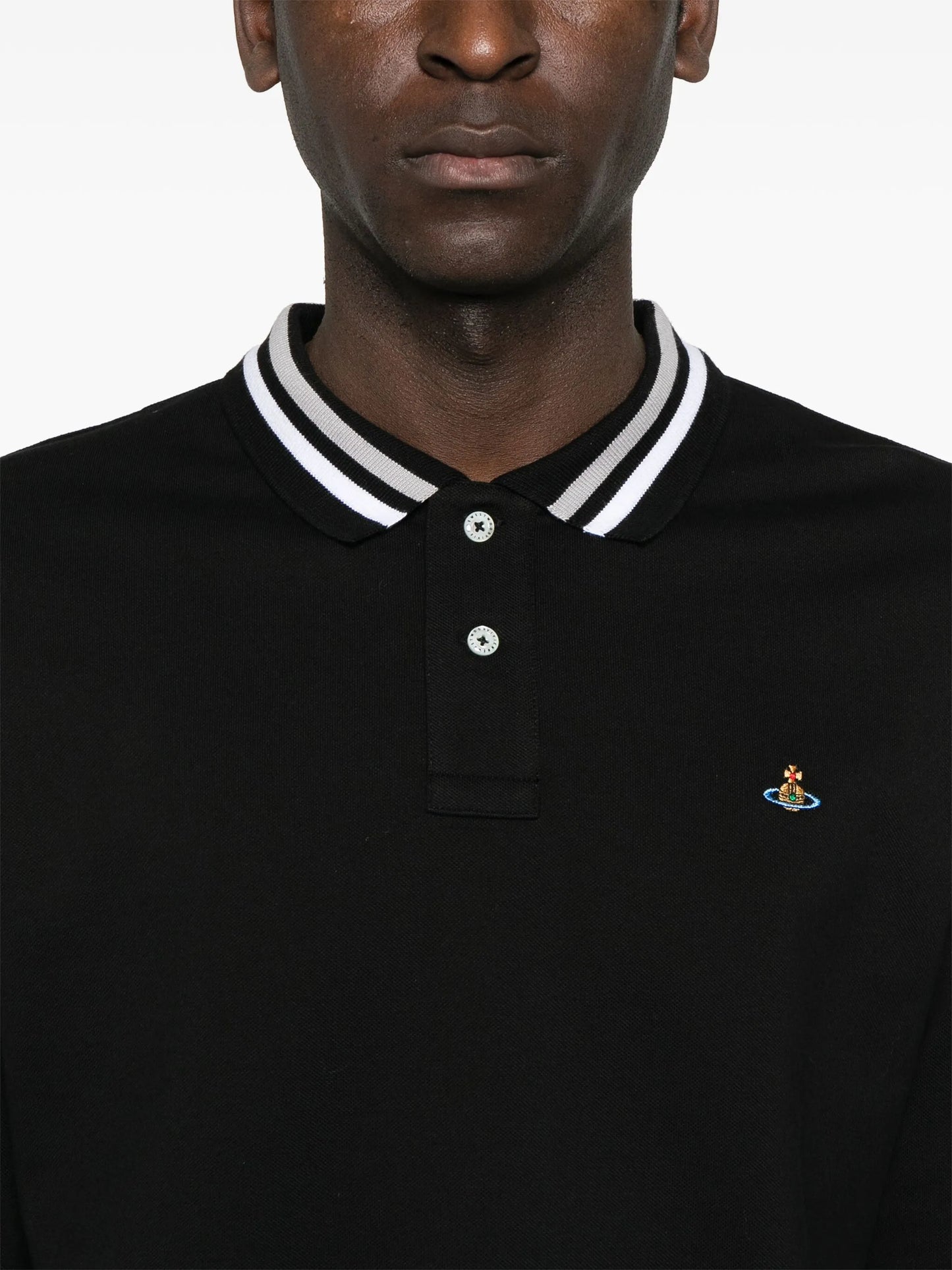 VIVIENNE WESTWOOD Logo Embroidered Long-sleeve Polo Shirt