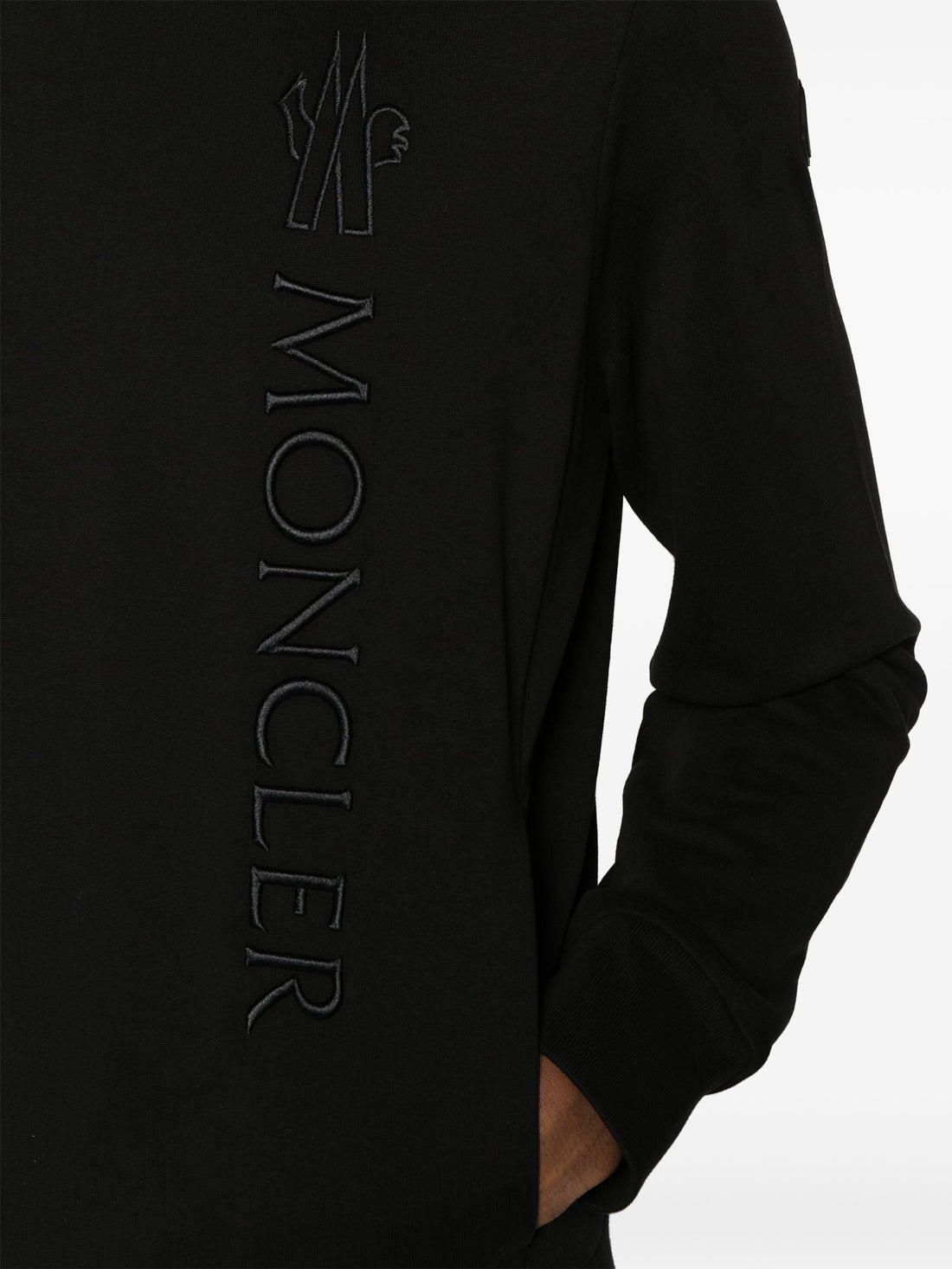 MONCLER Embroidered Logo Hoodie Black - MAISONDEFASHION.COM