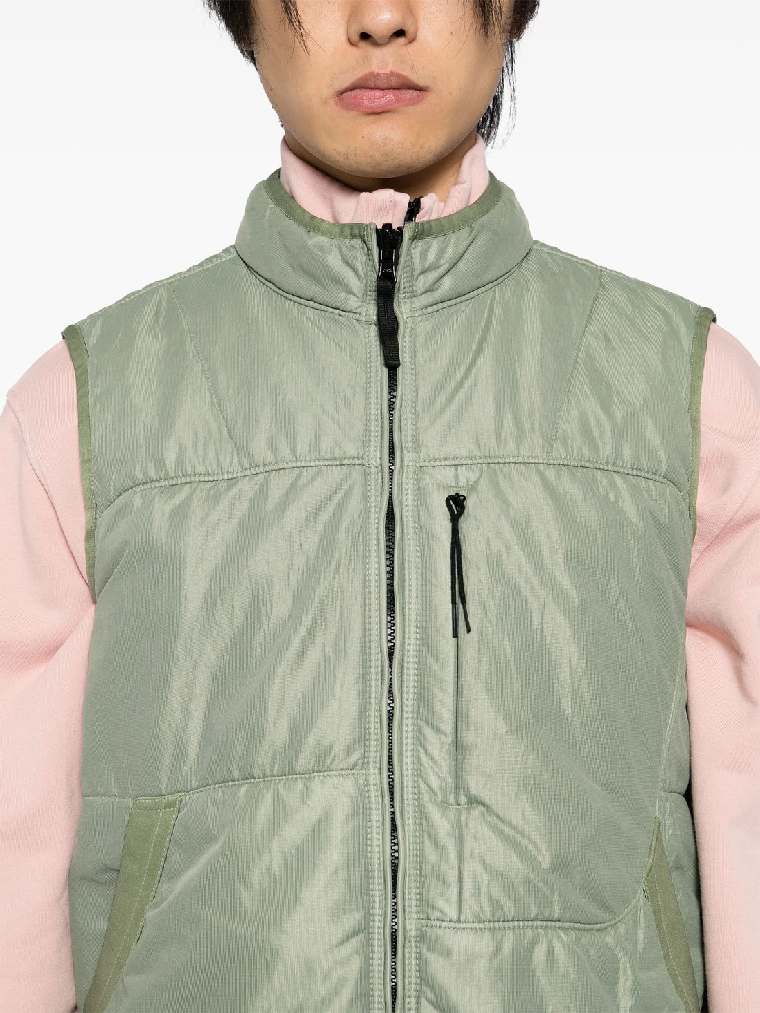 STONE ISLAND Nylon Mesh-TC Zip-Up Gilet Sage Green