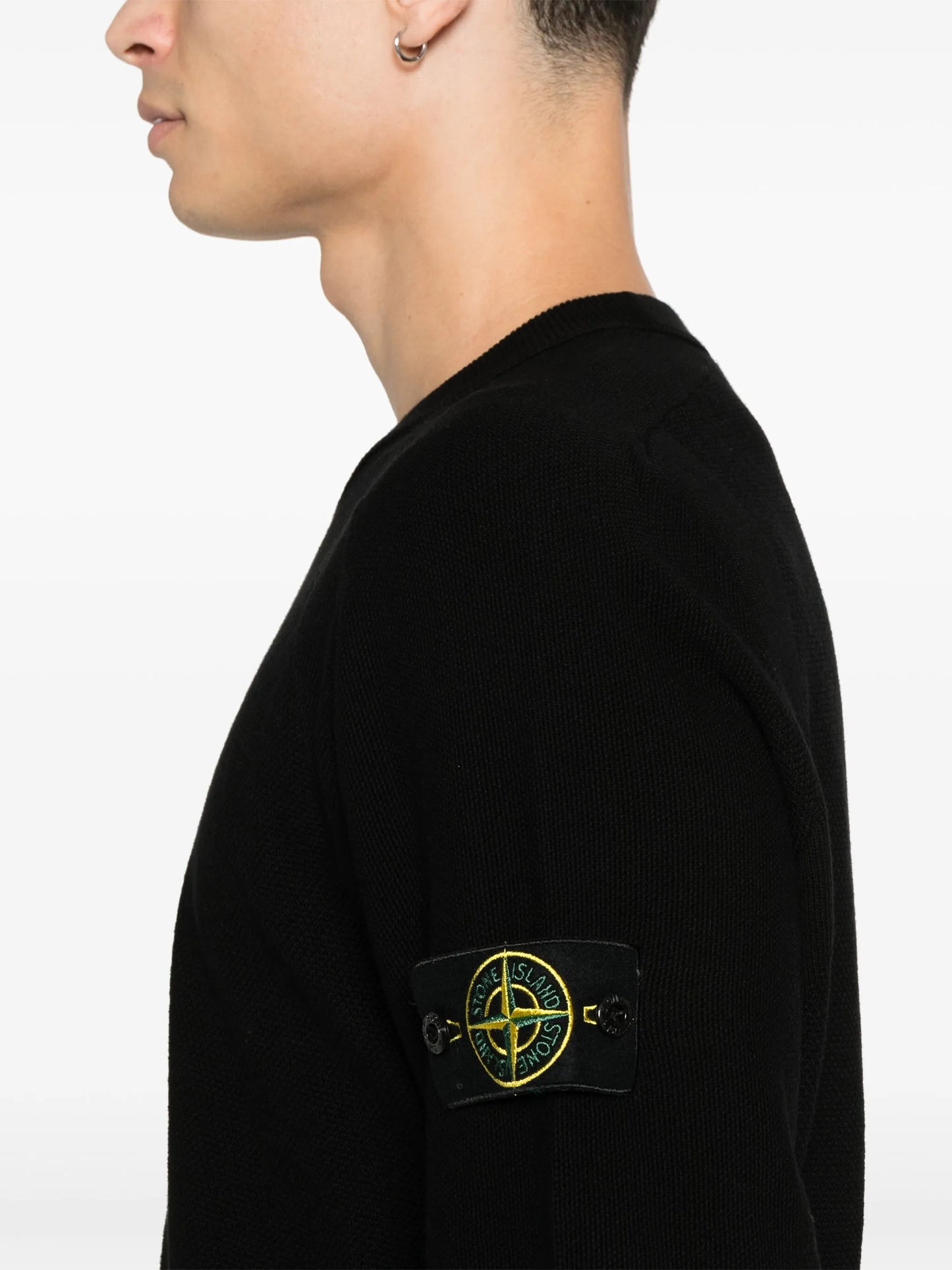 STONE ISLAND Logo Patch Crewneck Sweatshirt Black