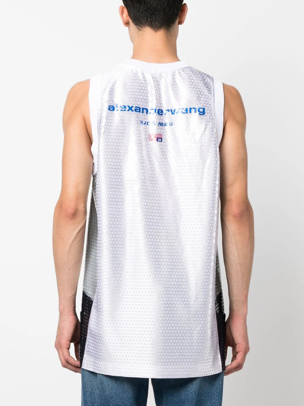 ALEXANDER WANG UNISEX Basketball Sequins Tank Top White/Multicolour - MAISONDEFASHION.COM