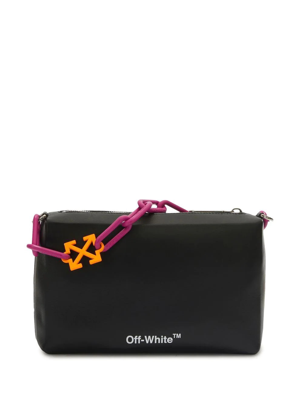 OFF-WHITE WOMEN Block Pouch Quote Bag Black/Orange - MAISONDEFASHION.COM