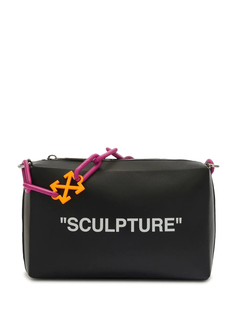 OFF-WHITE WOMEN Block Pouch Quote Bag Black/Orange - MAISONDEFASHION.COM