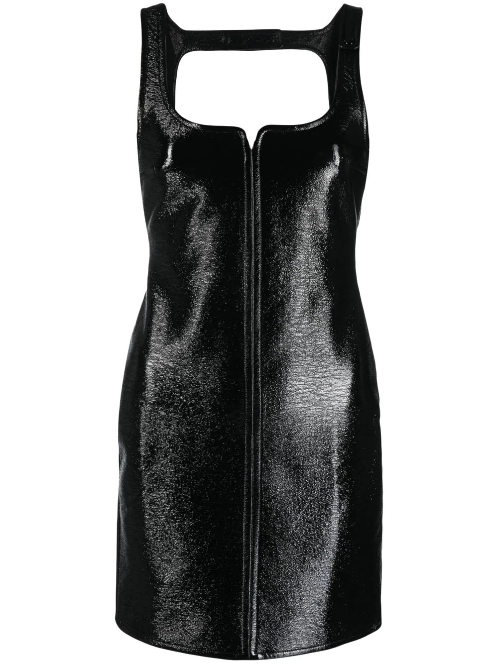 COURREGES WOMEN Vinyl Swallow Faux-Leather Sleeveless Mini Dress Black - MAISONDEFASHION.COM