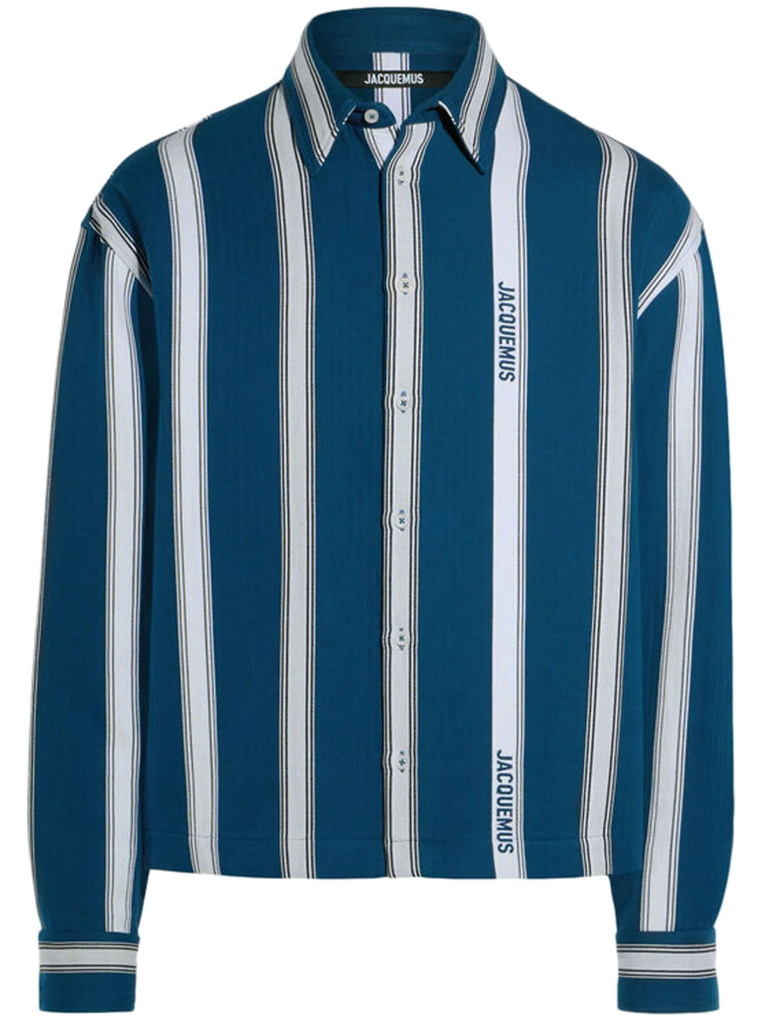 JACQUEMUS La Chemise Papier Logo Stripes Shirt Blue/White