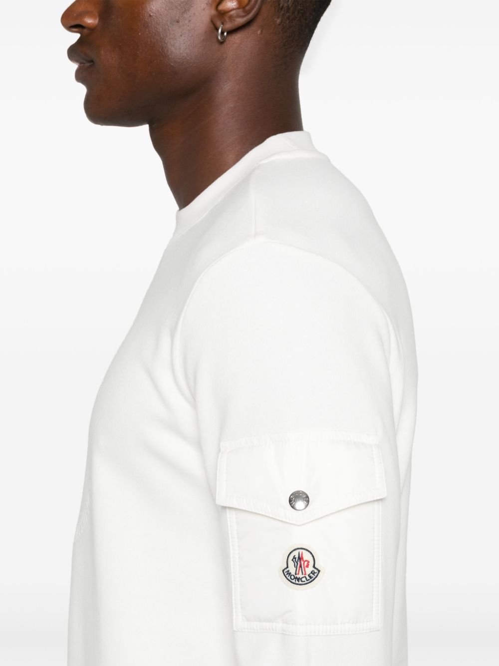 MONCLER Logo Pocket Cotton Sweatshirt White