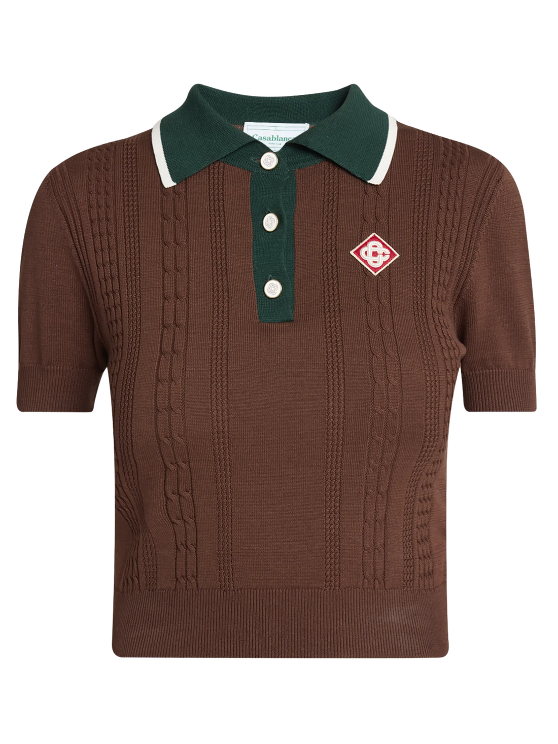 CASABLANCA WOMEN Mini Cable Polo Shirt Brown