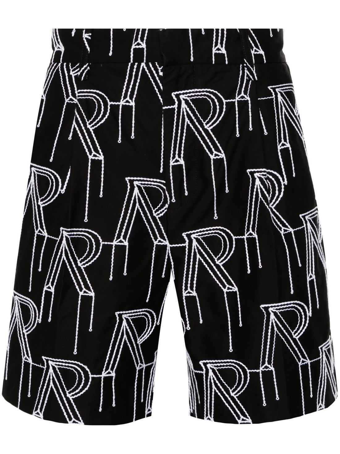 REPRESENT Initial Embroidered Cotton Shorts Black