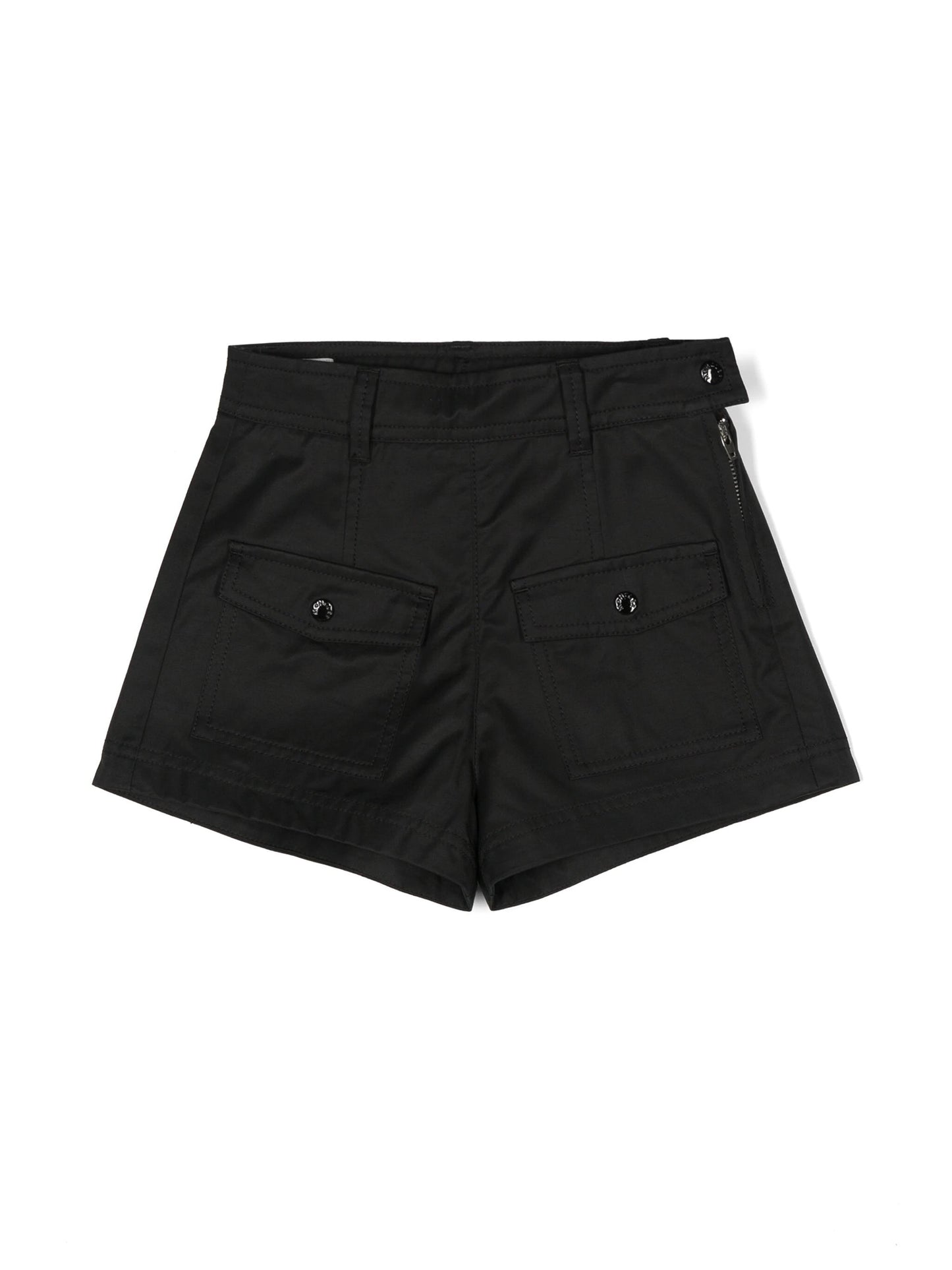 MONCLER KIDS Girls Logo Patch Twill Shorts Black - MAISONDEFASHION.COM