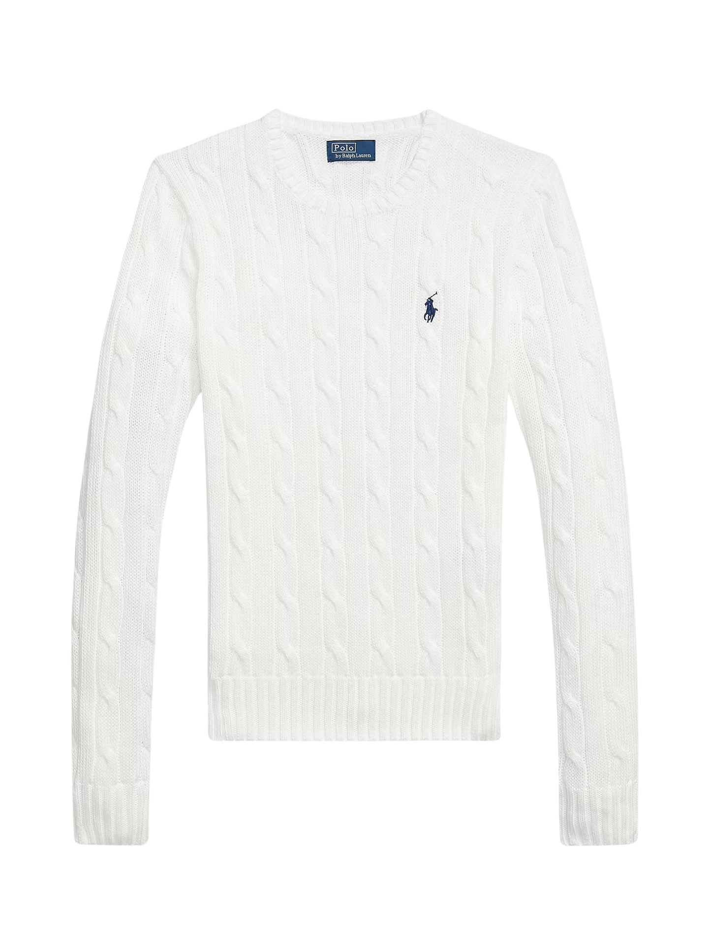 RALPH LAUREN WOMEN Cable-Knit Cotton Crewneck Jumper White - MAISONDEFASHION.COM