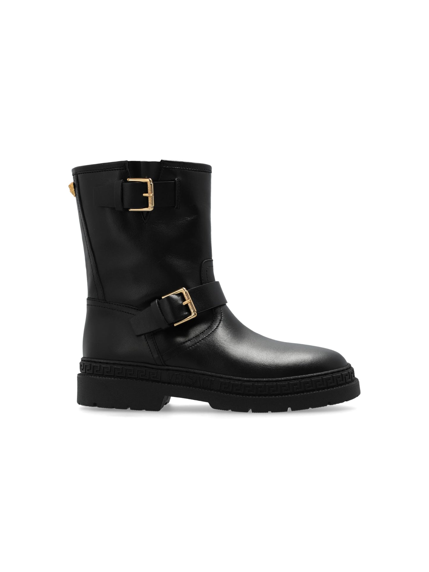 VERSACE KIDS Girls La Medusa Leather Biker Boots Black - MAISONDEFASHION.COM