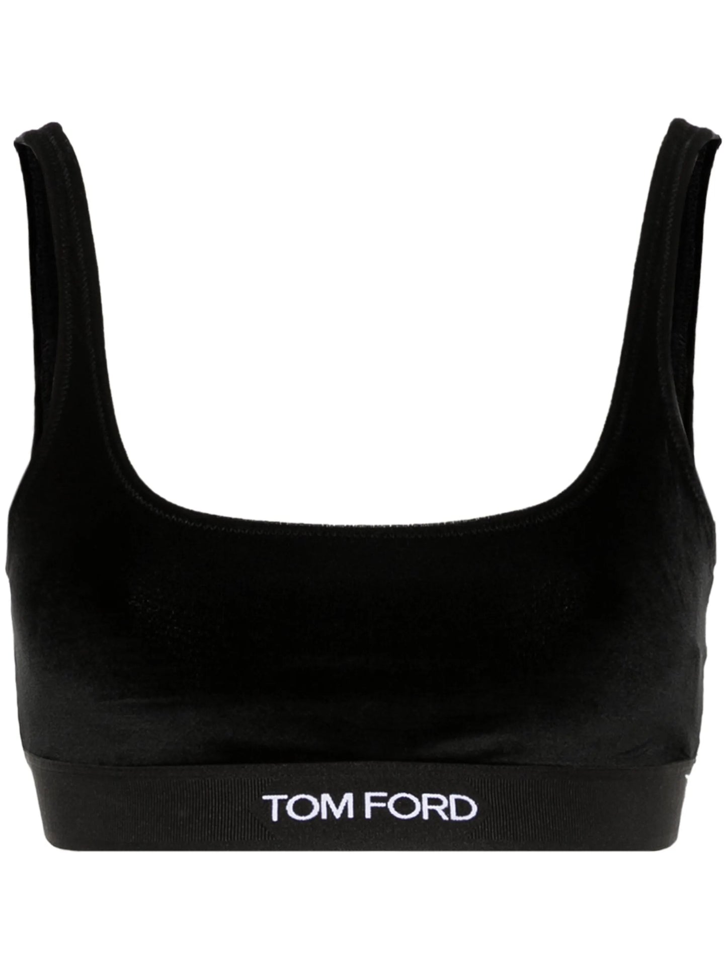 TOM FORD WOMEN Logo Jacquard Velvet Bralette Top Black - MAISONDEFASHION.COM
