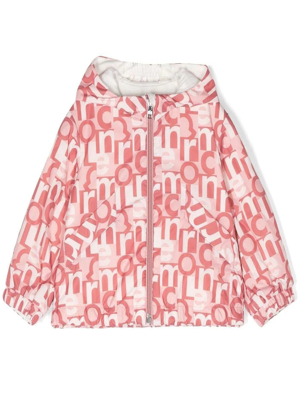 MONCLER BABY All Over Logo Print Vernant Jacket Pink - MAISONDEFASHION.COM
