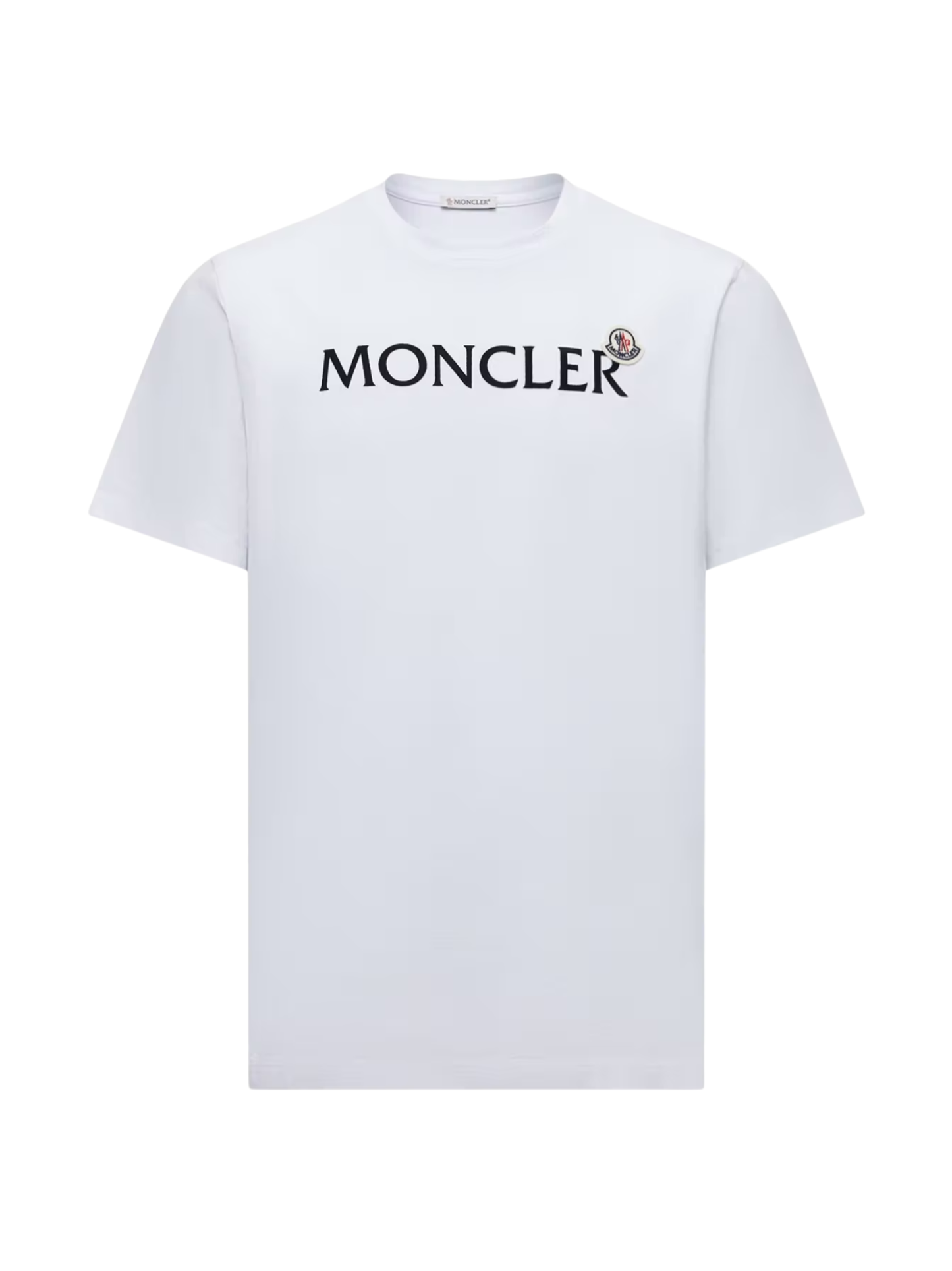 MONCLER Flocked Logo Cotton T-Shirt White - MAISONDEFASHION.COM